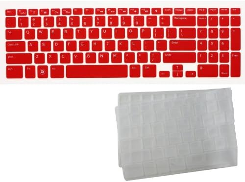 AutoLive 2-Pack Translucent Silicone Gel Keyboard Protector Cover Skin for 15.6" New Dell Inspiron 15R i15R i15RM i15RV N5110 M5110 M511R US Layout (Red+Clear)