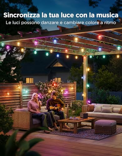 Govee Outdoor Lights, 15m Dimmable RGBWIC LED Chain Lights with 16 Million Colors and 111 Scene Modes, 80 lm for LED, 25,000 Hours Lifespan, Works with Alexa, Google Assistant, Matter