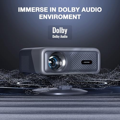 [Now with Netflix & 4000 ANSI] 4K Projector with WiFi and Bluetooth,TOF Real-Time Auto Focus Projector, AuKing Outdoor Movie Home Proyector with Omni-Adjustable Stand(silver grey)
