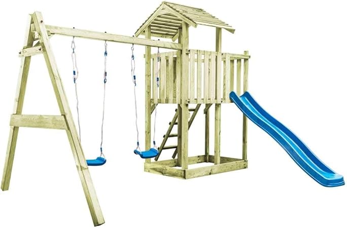 playhouse set with ladder slide and swings
