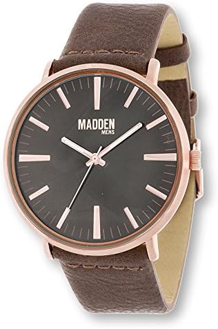Madden Mens Alloy Analog Minimalist Design Field Watch Rose Gold &amp; Brown