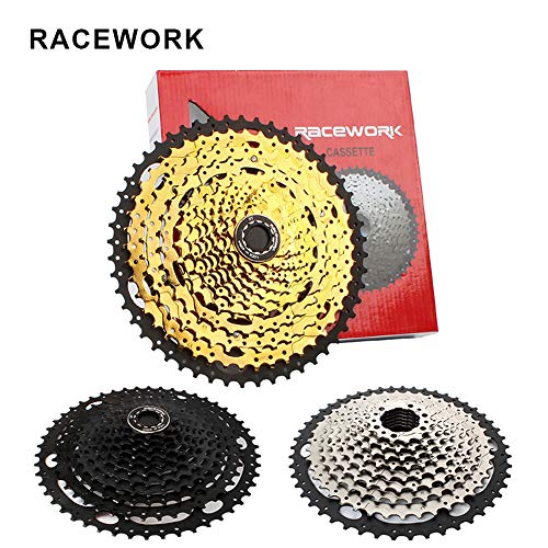 Alician RACEWORK 11-42 11-46 11-50T 11-52T 10/11/12 Speed Mountain MTB Bike Bicycle Cassette Flywheel Compatible for Sram Shimano 11 Speed 11-52T Gold Black