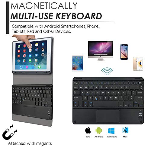 iPad Keyboard Case for iPad 2018 (6th Gen) - iPad 2017 (5th Gen) - iPad Pro 9.7 - iPad Air 2 -Eoso iPad Cover with Keyboard Built-in Touchpad & Pencil Holder(9.7", Black)