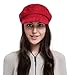 La Vogue Newsboy Cabbie Beret Cap for Women Beret Visor Bill Hat Red