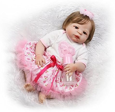Oumeinuo 22" Full Body Silicone Reborn Dolls Lifelike Baby Anatomically Fresh Mama Correct Baby Girl Newborn Doll