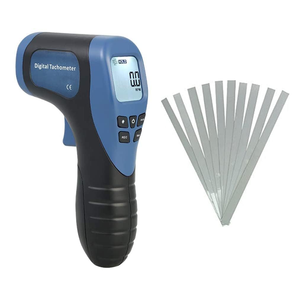Photo 1 of Handheld Digital Laser Tachometer Non-Contact RPM Meter Motor Speed Gauge Gun Measuring Range: 2.5-99999RPM with 10 Reflective Tapes
