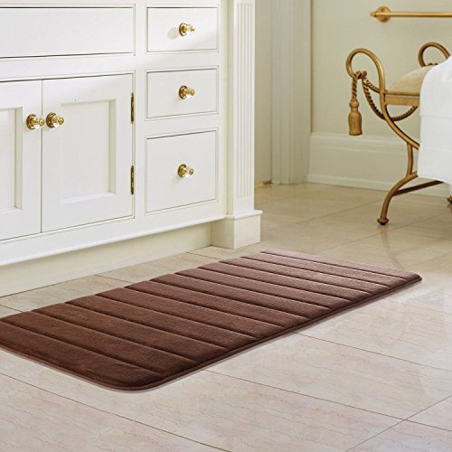 Drhob 47" x 24" Long Memory Foam Bath Mat Absorbent Carpet Runner Extra Soft Machine-Washable Bathroom Rug Kitchen Floor Bathmat with Non-Slip Backing (Brown) - Thumbnail 7