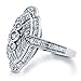 BERRICLE Sterling Silver Navette Cubic Zirconia CZ Statement Art Deco Fashion Ring for Women, Rhodium Plated Size 4-10