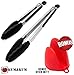 Silicone Kitchen Stainless Steel BBQ Grill Tongs SET by KUM&KUM 9 inch &12 inch in Black + BONUS Oven Mitt Red Cooking Utensil Set