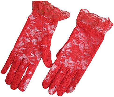 Ivy lisa 26cm Length Vintage Sweet New Black Red White Bridal Finger Lace Gloves For Women