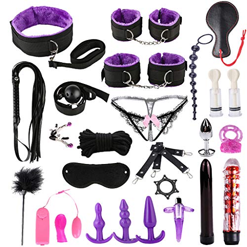 Wytinug 26 Pcs Bed Toys Bῡń-dléd Set Kit Nylon Leather Couples Šlāvê Flî-ŕt Š-mṂ Game Toys Valentine’s Day Present