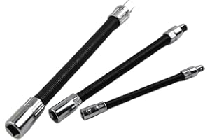 Flexible Socket Extension Rod Set for 1, 4", 3, 8", and 1, 2" Drive Ratchet Wrenches, Chrome Vanadium Steel, High-Torque, Var