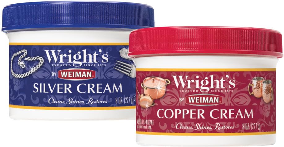 Photo 1 of Wright's Silver and Copper Cleaner and Polish - 8 Ounce Each - Premium Metal Polish Silver Copper Brass Chrome and More