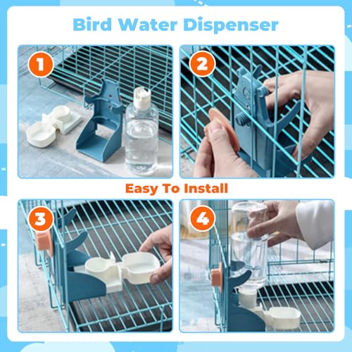 SUSOO Bird Feeder and Water Dispenser Set, Leak-Proof Acrylic Automatic Seed Feeding Container, Hydration Drinker for Parrot, Parakeets,Budgies, Cockatiels,Canaries,and Lovebirds Cage Accessories
