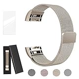 Super Vaule Metal Bands Compatible for Fitbit Charge 2, Milanese Stainless Steel Metal Magnetic Replacement Wristband Small & Large Women Men,Mother's Gift