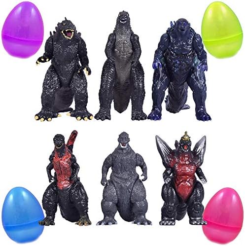 PARK AVE 6 Godzilla King of All Monsters Figurines Inside 8 Inch Jumbo Plastic Easter Egg - Great Party Favor Gift