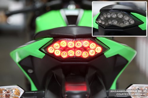Integrated Sequential LED Tail Lights Smoke Lens for 2013-2017 Kawasaki Ninja 300