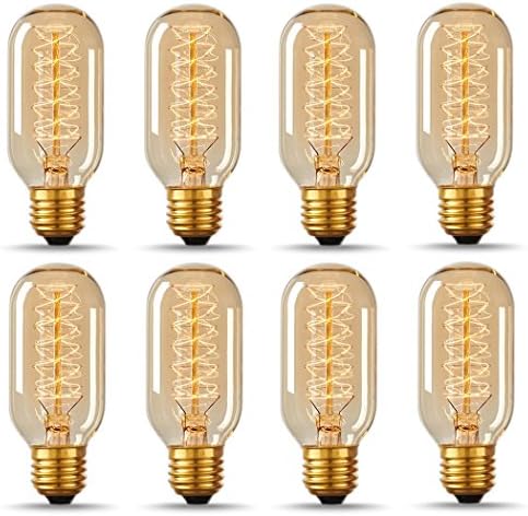 Besdeal Vintage Antique Bulb 40-W, Edison Style T14, Spiral Filament, 8 Pack