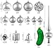 BRUBAKER 101 Pack Assorted Christmas Ball Ornaments - Shatterproof - with Green Pickle and Tree Topper - Designed in Germany - Silver