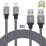 Cablex 2Pack 6FT Lightning Cable Nylon Braided 8pin to USB Charging Cable Charger Cord for Apple iPhone6/6s/6 plus/6s plus, 5c/5s/5/SE, iPad Air/Mini, iPod Nano/Touch iOS 9 (Black)