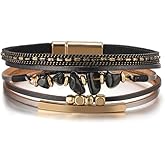 Flower Charm Wrap PU Leather Bracelet for Women Lady Handmade Bohemian Bracelets Jewelry Gifts for Women