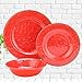Yinshine Melamine Dinnerware Set - 12pcs Red Plates and Bowls Set, Service for 4