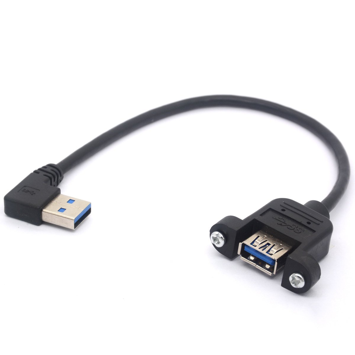 OpenII Right Angled USB 3.0 Panel Mount Cable USB3.0 Male To Female with M3 Screw Panel Mount Extension Cord For Industrial Computer PC 30CM (Right)