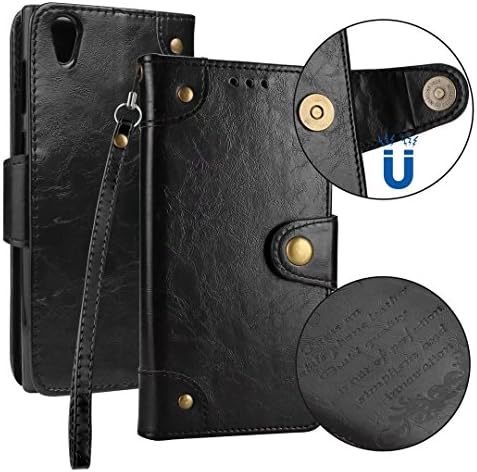 Laybomo Case for Sony Xperia L1 / G3311, G3312 Cover Case, PU Leather Wallet Folio Flip [5 Card Slots] & [Photo Frame] Stand-View Function Pouch Holster, Classic Magnet Buckle Protection (Black)