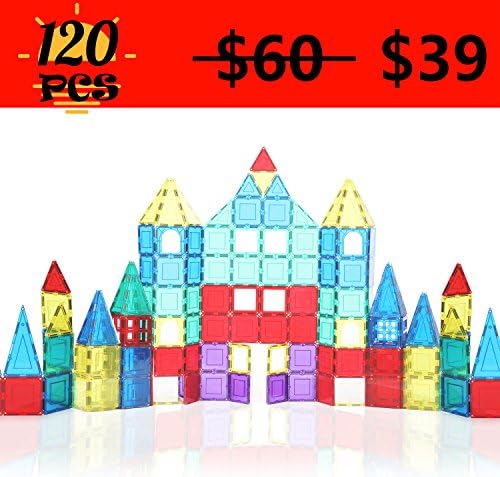 Lamdico 120 Pcs Magnetic Blocks, Magnetic 3D Building Tiles - Magnetic Tiles Set for Hand-eye Coordination, Sensory Issues and Motor Planning - Best Educational Toys for Kids