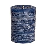 Nordic Candle - Rustic Pillar Candle - 3x4 Inch Navy Blue - Unscented