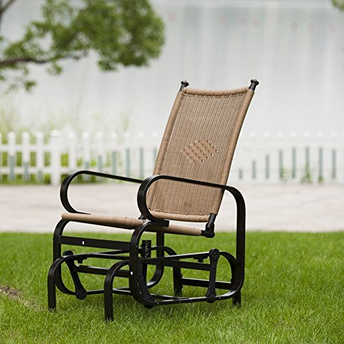 PatioPost Wicker Outdoor Glider Chair Porch Glider Patio Swing Rocking