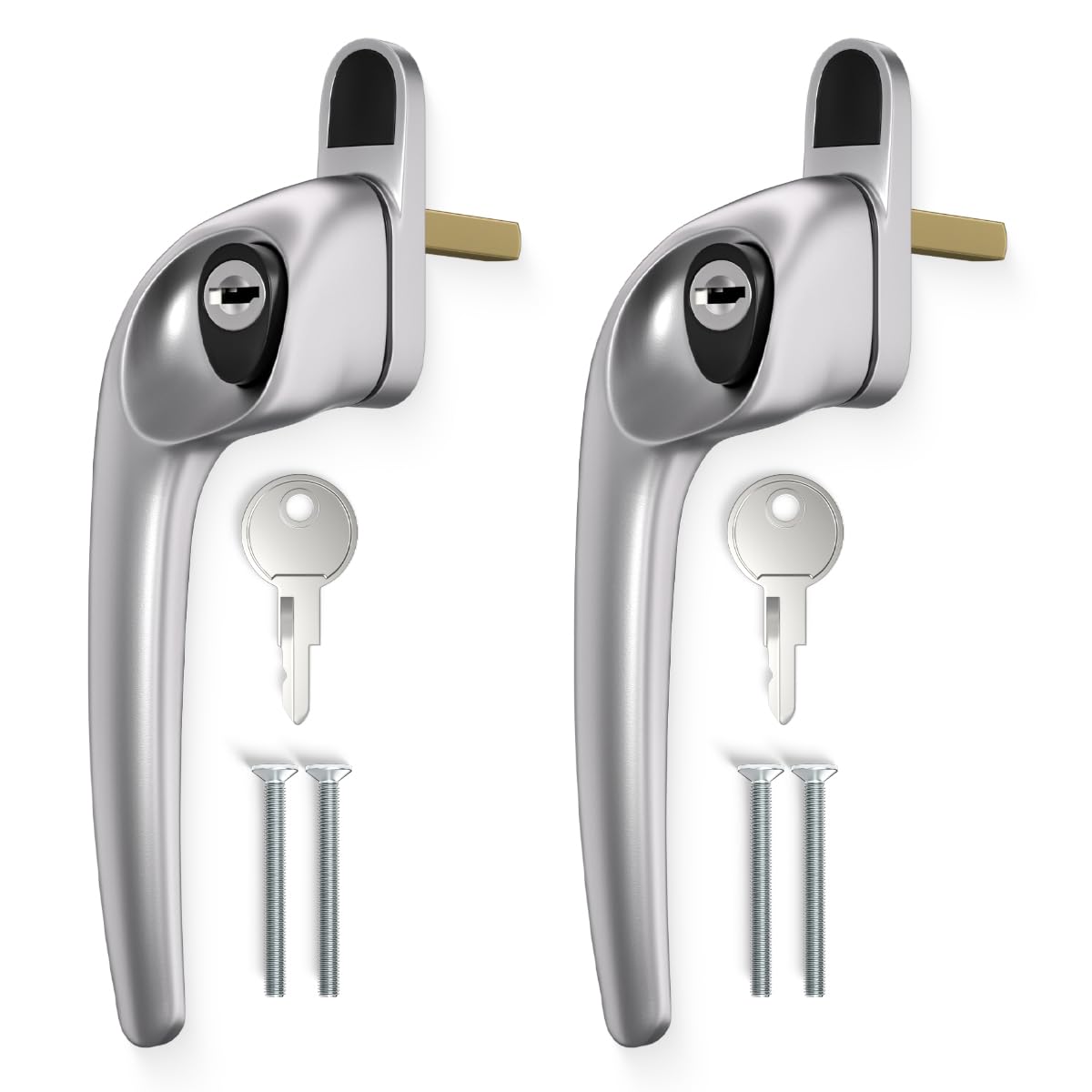 Bwintech 2 Pcs Offset Satin Chrome UPVC Zinc Alloy Window Handle,Left Hand, 43mm Spindle for Indoor and Outdoor UPVC Window