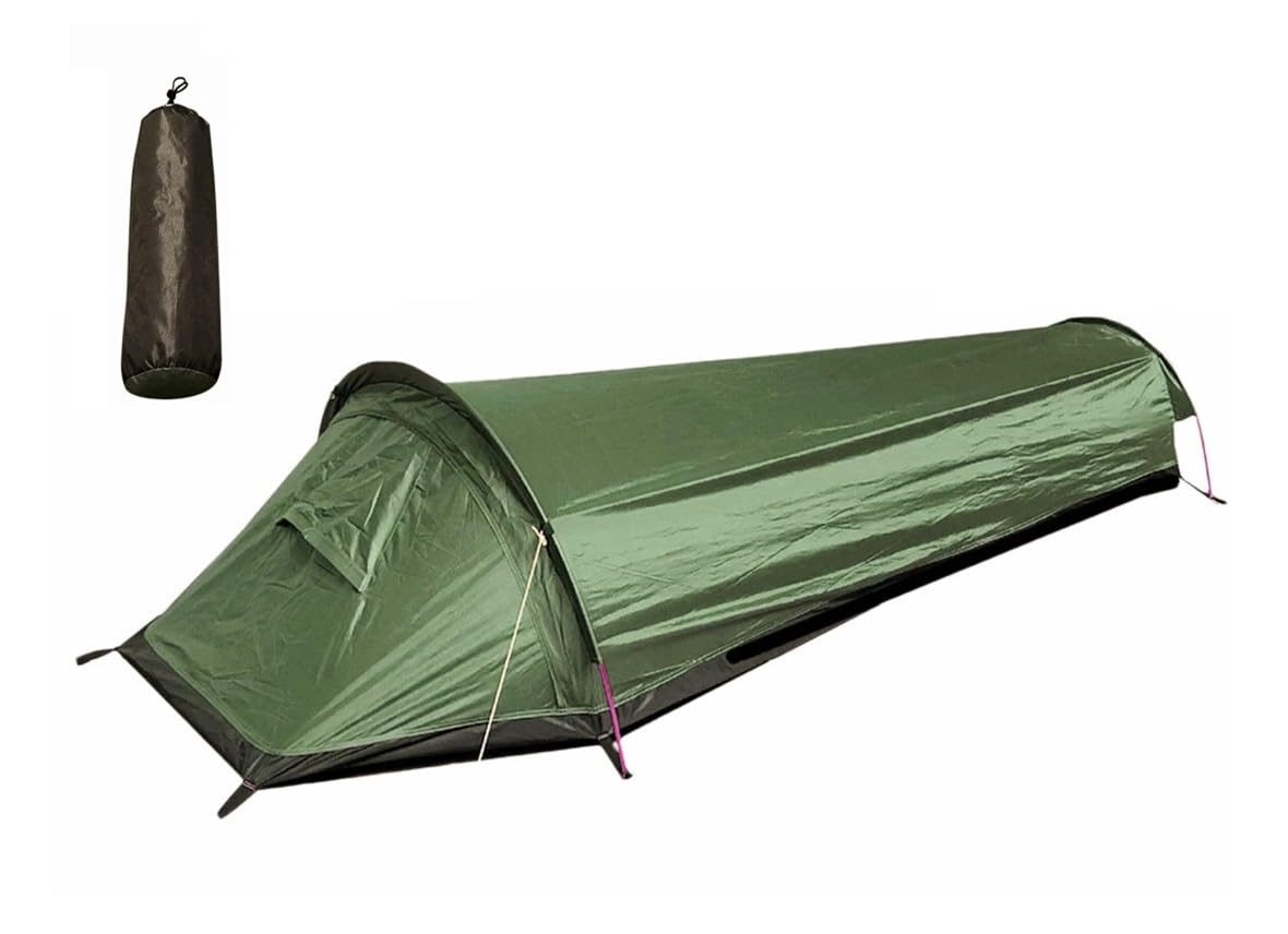 0.78 kg Lightweight 1-Man Mini Pack Tent - Army Green for Hiking, Mountaineering, and Outdoor Activities