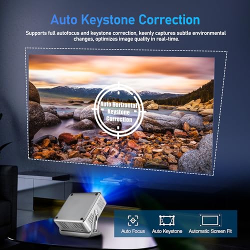 Sosoport Proyector Inteligente Portátil Full HD 1080P con WiFi 6 y Bluetooth, Mini Proyector Android 13 con Autoenfoque y Corrección Keystone, Soporte Giratorio, Ideal para Cine en Casa y Camping