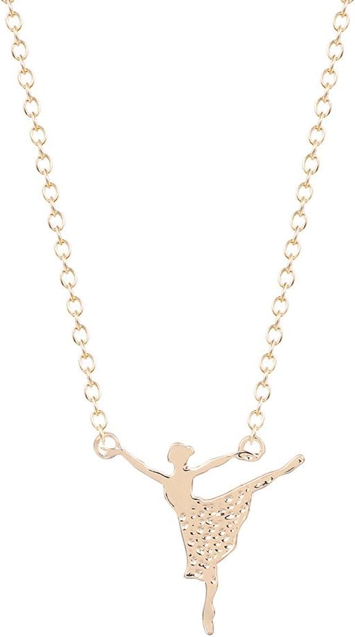 Qiandi Beautiful Ballerina Girl Dance Necklace Pendant Jewelry Dancer Gift for Women Girls