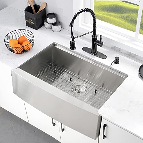 33 Inch Stainless Steel Workstation Farmhouse SinkBokaiya 33x22
