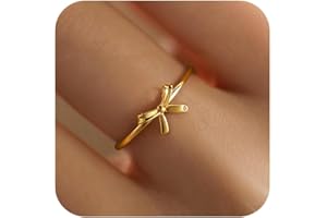 KIFUTENG Bow Ring Mother Daughter Friendship Knot Rings, S925 Sterling Silver Dainty Gold Bow Rings for Women 14K Gold Plated Bowknot Ring Promise Rings for Her Christmas Birthday Gifts for Mom