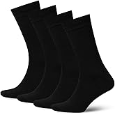 Duna Cotton Mens Black Dress Socks 4 Pairs - Super Soft and Breathable Daily Lightweight Crew Socks size 7-9, 10-12,13-15