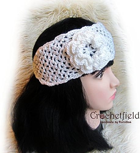 Crochet Headband with flower, Ear warmer, Headwrap, Earmuff,