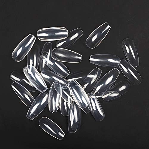 SIUSIO 500 Pcs Coffin Nails Long Full Cover Fake Nails Acrylic Nail Tips Artificial Nails Ballerina Nail Tips with 10 Size (Transparent)