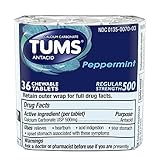 TUMS Regular Strength Peppermint Antacid Chewable Tablets for Heartburn Relief, 36 count (Pack of 4)