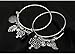 HONGYE 1 Set 2 Pcs Tree of Life Leaves Feather Rhinestone Pendant Bangle Bracelet