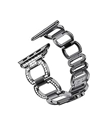 NotoCity Compatible Apple Watch 4 3 2 1 Correa de acero inoxidable pulsera de cristal diamante de estrás reloj correa compatible con Iwatch Series 4 3 2 1