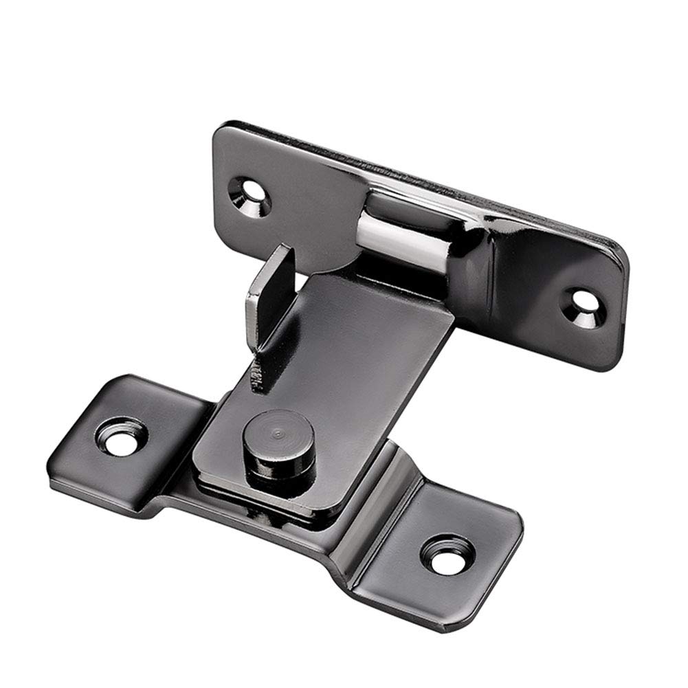 KAIISSA 90 Degree Right Angle Door Latch Door Hasp Latch Slide Door Bolt Lock Gate Latch Door Buckle Curved Latch Bolts Buckle Hook Lock Bolt for Doors Windows, Stainless Steel Brushed (Black)