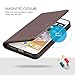 SHIELDON iPhone 7 Plus Case, Genuine Leather iPhone 8 Plus Wallet Folio Magnetic Case with Kickstand and Credit Card Slots Shockproof Case Compatible with iPhone 8Plus and 7Plus - Coffee Brown