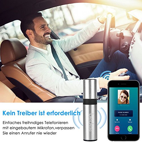 Bluetooth Receiver, bedee Mini Bluetooth Empfänger 3.5mm Drahtlos Adapter Built-in Microphone Unterstützung Freisprecheinrichtung für KFZ Autoradio / Lautsprechersystem / Kopfhörer / TV / Handy Audiogeräte + Stereo Audio Kable ( Silber )
