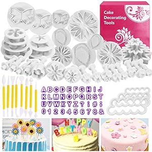 Buluri Fondant Set, 84-delige set uitsteekvormen voor fondant, met premium bakaccessoires, cijfers, letters, geschikt…