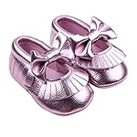 CSSD Kids Girl Crib Bowknot Shoes Toddler Casual Shoes Infant Newborn Shoes (11, Purple)