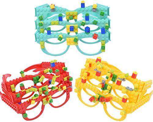DIY Building Bricks Glasses Children's Early Education Enlightenment Intelligence Toys Creative Party Favors Creative Building Block Brick Glasses 9 Pcs/Set