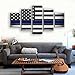 US USA American Flag Military Canvas Print Wall Art Thin Blue Line Home Decor Decals Pictures Poster for Living Room Bedroom Dining Room Office 5 Panel Paintings Framed Ready to Hang (60
